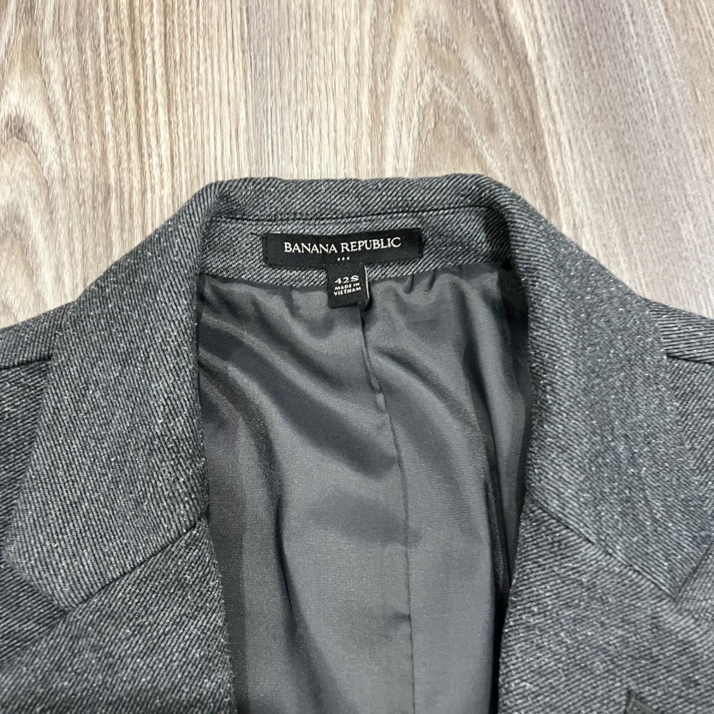 Banana Republic Blazer Jacket Men's 42S Gray Charcoal Textured Knit Slim Fit